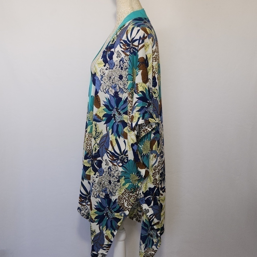 Do Everything In Love Women's Tropical Print Open Front Kimono Cardigan Beach - Picture 9 of 13